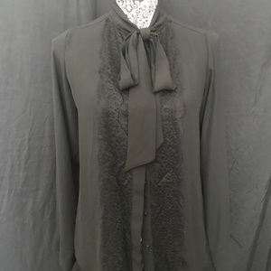 🔥 EUC mossimo Black Chiffon Pussy Bow Blouse  S/P